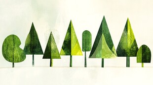 纸艺绿色树木造型展示