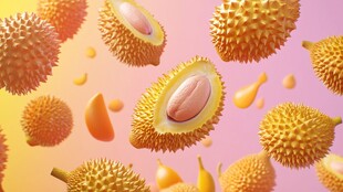 1 梦幻漂浮的美味榴莲果肉