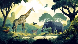 草原动物的和谐自然景象