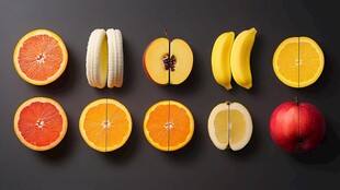 多彩切片水果整齐排列