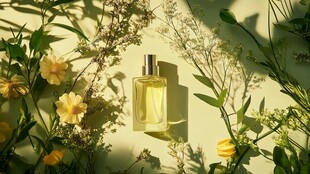 花香萦绕的精致香水瓶