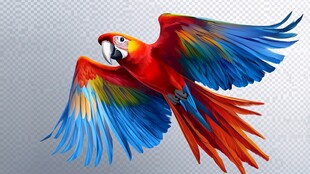 五彩金刚鹦鹉展翅飞翔