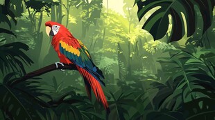 栖息于雨林的多彩鹦鹉