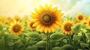 向日葵花海中的明媚花朵