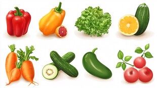 多彩新鲜蔬菜水果集合