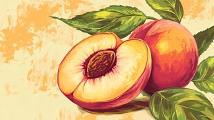 新鲜水蜜桃插画