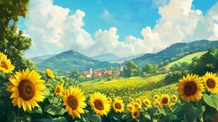 田园向日葵花海美丽风光