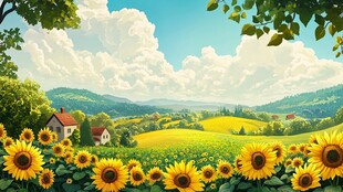 田园向日葵美景如画