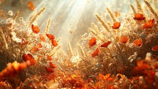 阳光洒落的绚烂花海