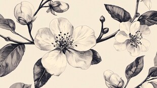 黑白花卉图案 优雅复古风