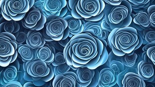 蓝色立体玫瑰花纹背景