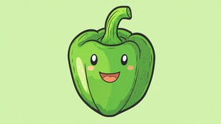 可爱笑脸青椒插画