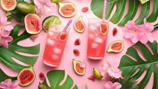 粉色系无花果夏日清爽饮品