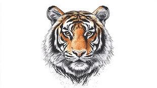 手绘老虎头像插画