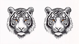双虎头像插画设计