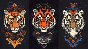 三张老虎图腾图案设计