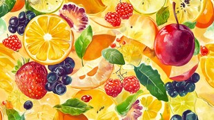 缤纷水果水彩绘