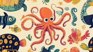 海洋动物大集合插画