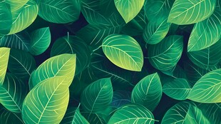 清新绿叶背景图案设计