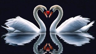 天鹅比心 浪漫水畔之景