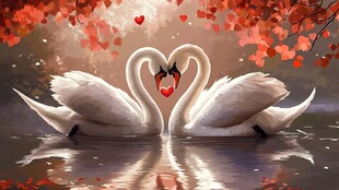 天鹅湖畔的浪漫心形之约