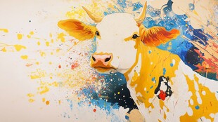 色彩斑斓的艺术风奶牛画作