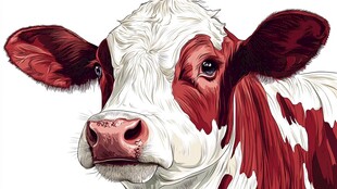 红白花奶牛特写