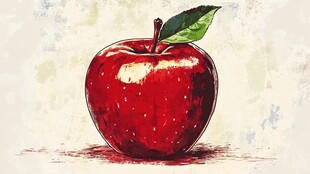 手绘红苹果插画