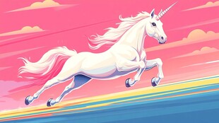 梦幻独角兽在天际间奔腾