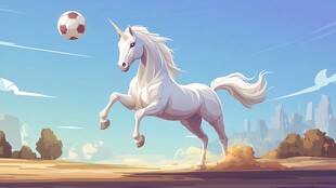 独角兽踢足球奇幻场景