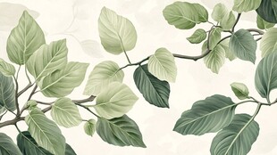 清新绿叶植物装饰图案