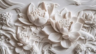 精美荷花浮雕艺术作品