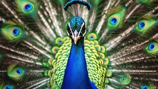 开屏孔雀的绚丽瞬间