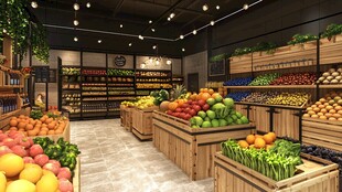 现代风水果超市内部陈列