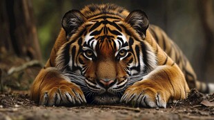 趴卧的威武老虎
