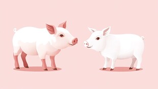 两只可爱小白猪