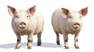 两只可爱站立小猪
