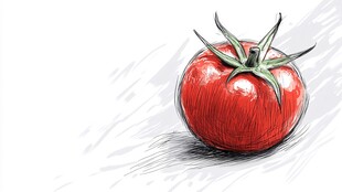 手绘鲜红番茄