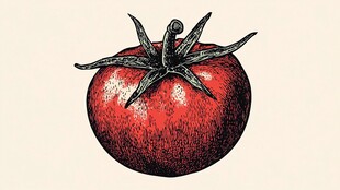 手绘鲜红番茄图