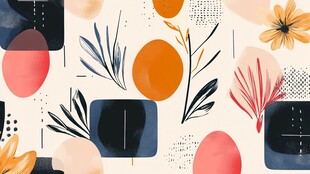 几何花卉抽象图案设计