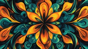 绚丽花卉图案的抽象艺术