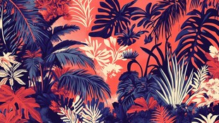 热带植物绚丽图案背景