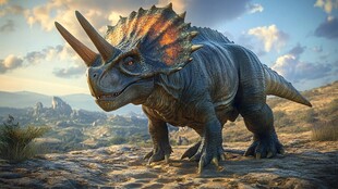 三角龙立于荒野之上