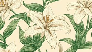 复古风百合花植物图案