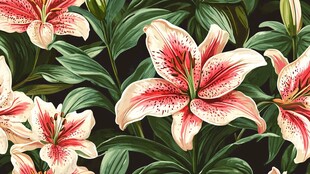 百合花图案 优雅花卉背景