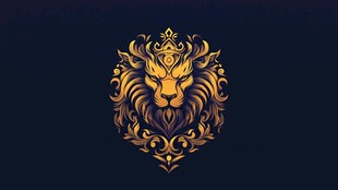 金色华丽狮子图腾徽章