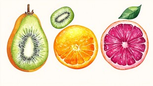 缤纷水果水彩画