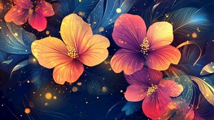 梦幻绚丽的多彩扶桑花