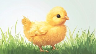 草地上的小黄鸡