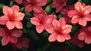 娇艳欲滴的粉色花卉绽放